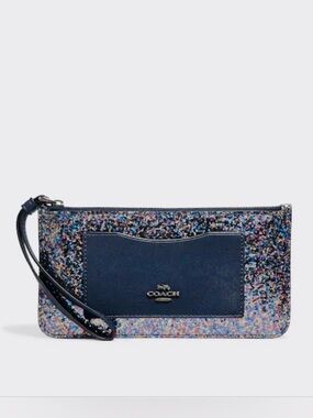 COACH F55642 MULTI BLACK ANTIQUE NICKEL ZIP TOP WALLET/WRISTLET 🌟EUC🌟